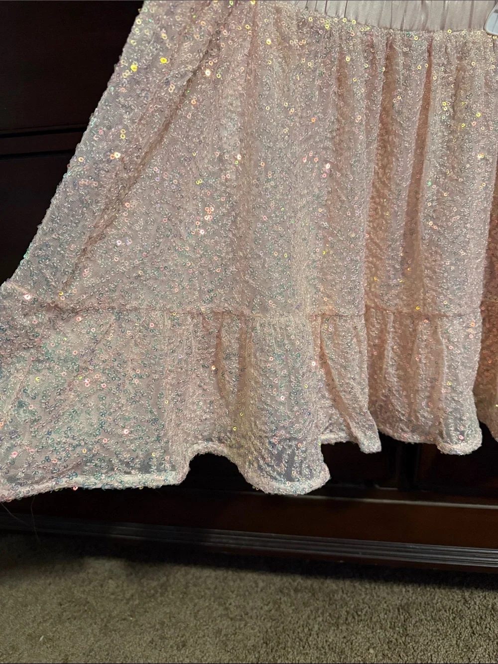 The Children's Place Pale Pink Sequin Tiered Girls Skirt